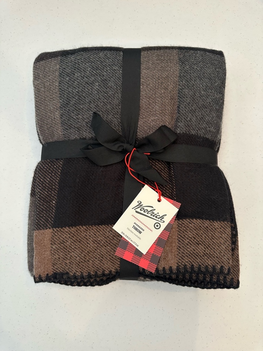 Woolrich Oversized Plaid Throw - Brown & Black